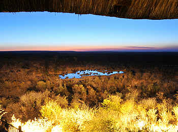 Victoria Falls Safari Lodge: Blick auf das Wasserloch