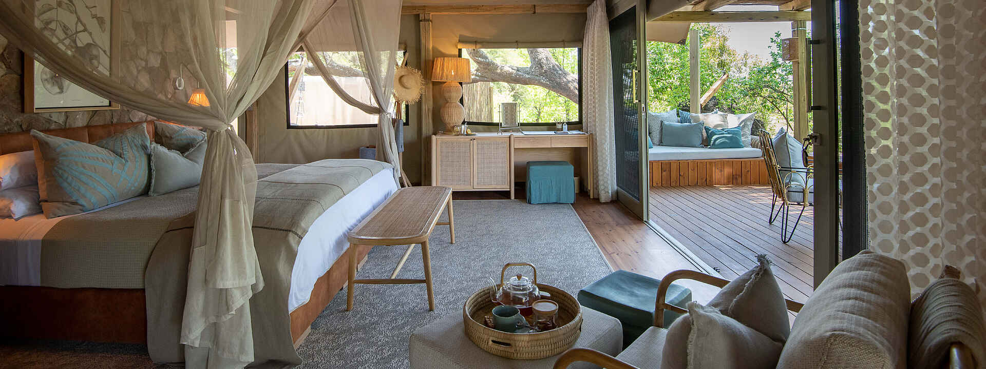 Blick in eines der Schlafzimmer des Mpala Jena Camps