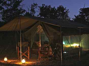 Musekese Camp: Erleuchtetes Gästezelt Musekese Camp: Erleuchtetes Gästezelt