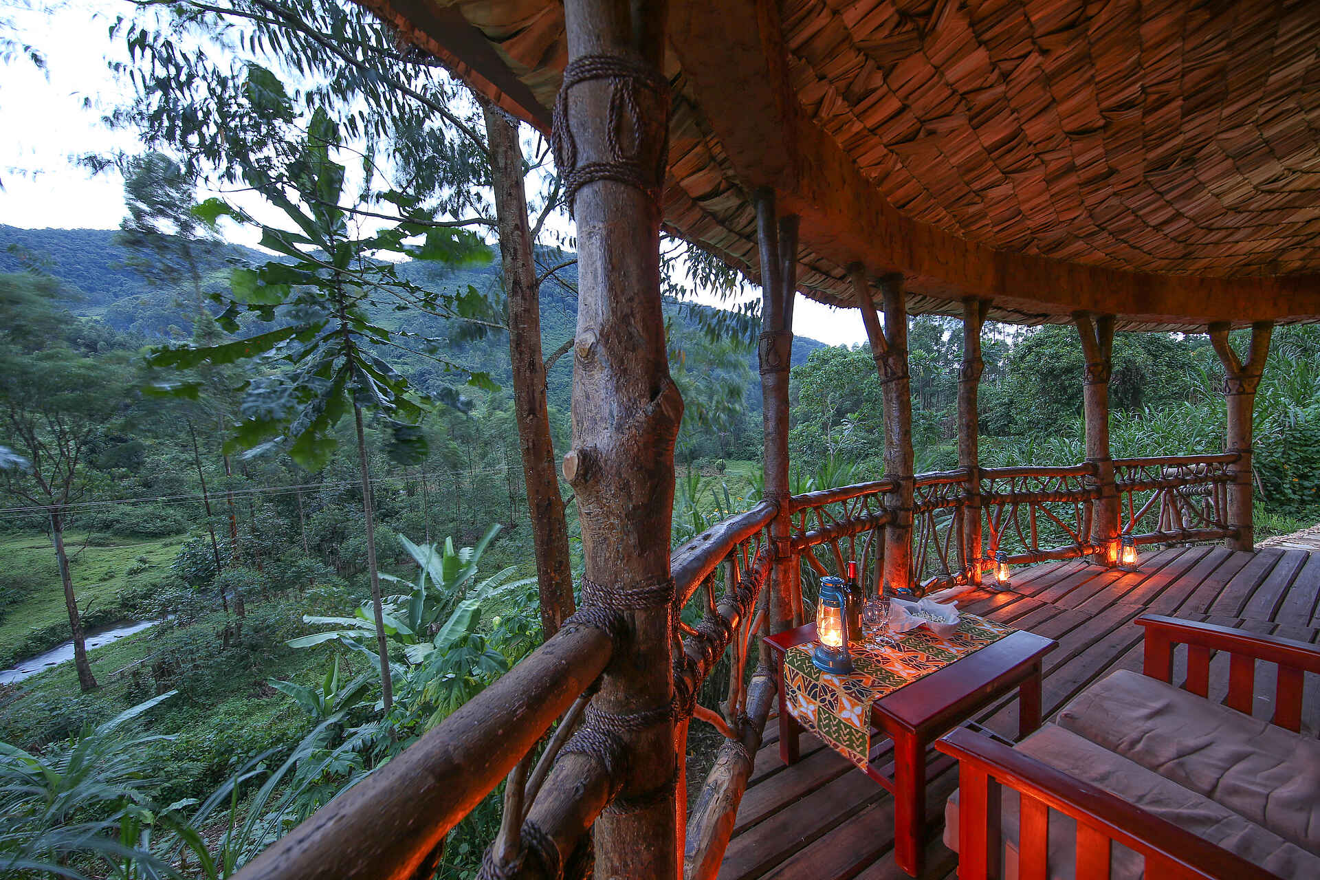 Buhoma, Bwindi Impenetrable Forest National Park, Gorilla beringei, Gorilla Tracking, Mahogany Springs Safari Lodge, Superior Suite, Terrasse, Afrikarma, Afrikarma Safaris, Afrikarma Safaris - Wildnis. Hautnah., Afrikarma.de