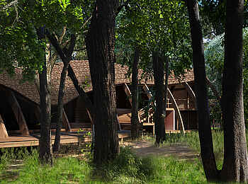 Sandibe Okavango Safari Lodge: Das neue Hauptgebäude Sandibe Okavango Safari Lodge: Das neue Hauptgebäude