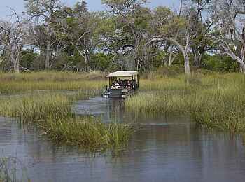 Nxabega Okavango Tented Camp: Safarifahrzeug im Wasser