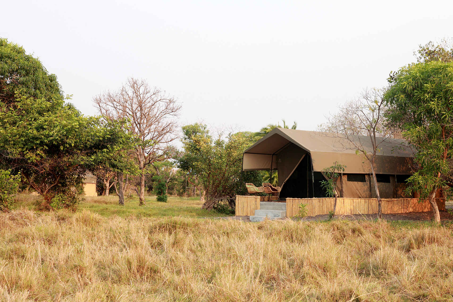 Shoebill Island Camp: Gästezelt auf gemauerter Plattform afrikarma, Afrikarma.de, Bangweulu Swamps, Kasanka Trust, Luapula, Robin Pope, Schuhschnabel, Shoebill, Shoebill Island Camp, wetland, Gästezelt