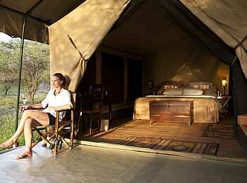 Manyara Ranch: Vordach eines Gästezeltes Manyara Ranch: Vordach eines Gästezeltes