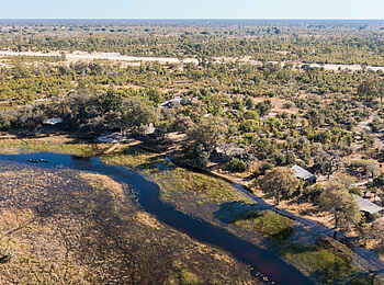 Okavango Explorers Camp: Die Lage des Camps am Fluss Okavango Explorers Camp: Die Lage des Camps am Fluss