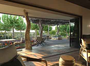 Mashatu Euphorbia Villas: Übergang von der Lounge zum Deck