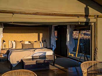 Wolwedans Dune Camp: Blick ins Zelt Wolwedans Dune Camp: Blick ins Zelt