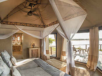 Three Rivers Camp: Blick aus einem Zelt