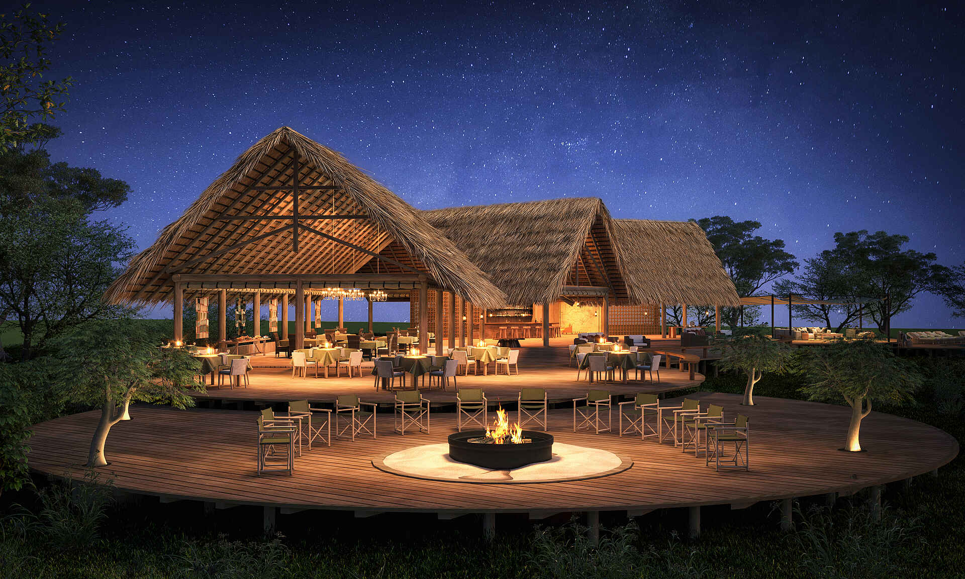 Tumani Tented Camp: Terrasse mit Boma