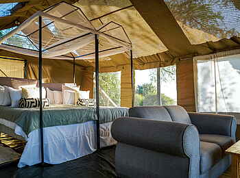 Little Vundu Camp: Gästezeltinterieur Little Vundu Camp: Gästezeltinterieur