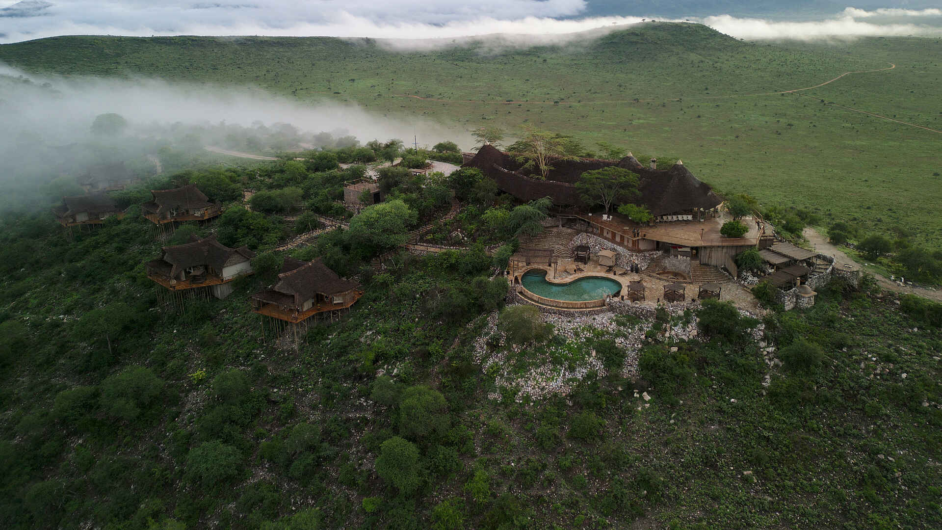 Soroi Lions Bluff Lodge: Vogelperspektive auf die Lodge Soroi Lions Bluff Lodge: Vogelperspektive auf die Lodge