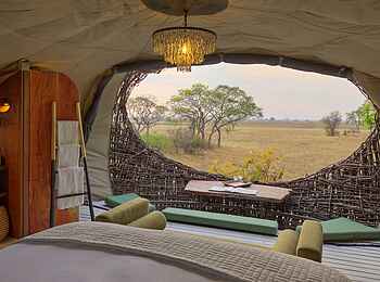 Chisa Busanga Camp: Blick aus dem Bett Chisa Busanga Camp: Blick aus dem Bett