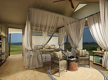 Nkasa Linyanti: Einrichtung eines Gästezelts Nkasa Linyanti: Einrichtung eines Gästezelts