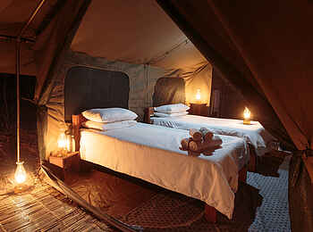 Nkonzi Bush Camp: Einzelbetten Nkonzi Bush Camp: Einzelbetten