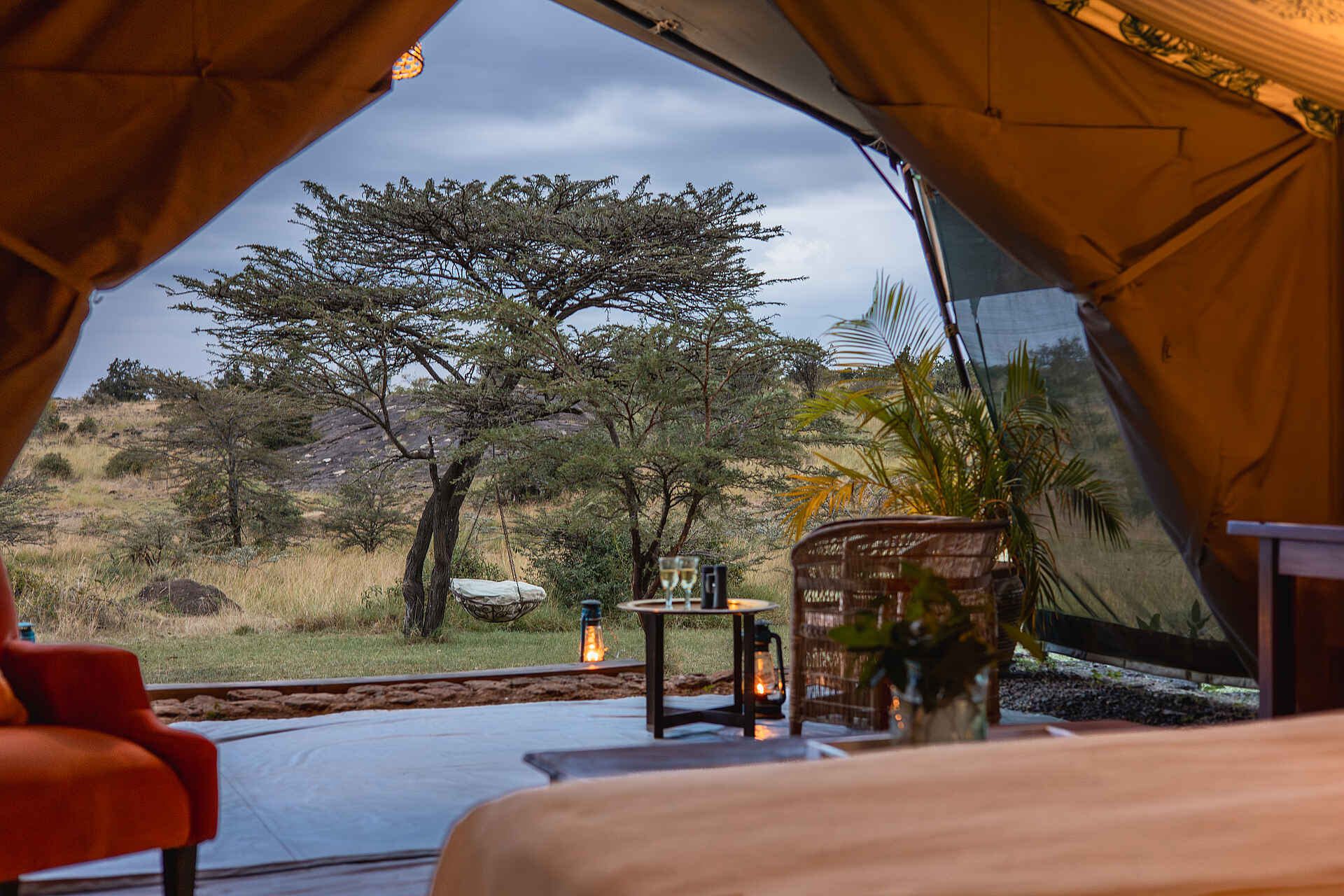 Hemingways River Camp Mara: Family Tent Ausblick