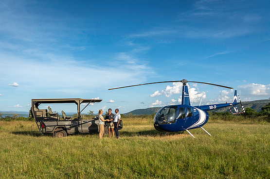 Magashi Camp: Auf zum Helikopter-Rundflug Magashi Camp: Auf zum Helikopter-Rundflug