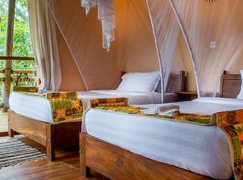 Ichumbi Gorilla Lodge: Betten mit Moskitonetzen