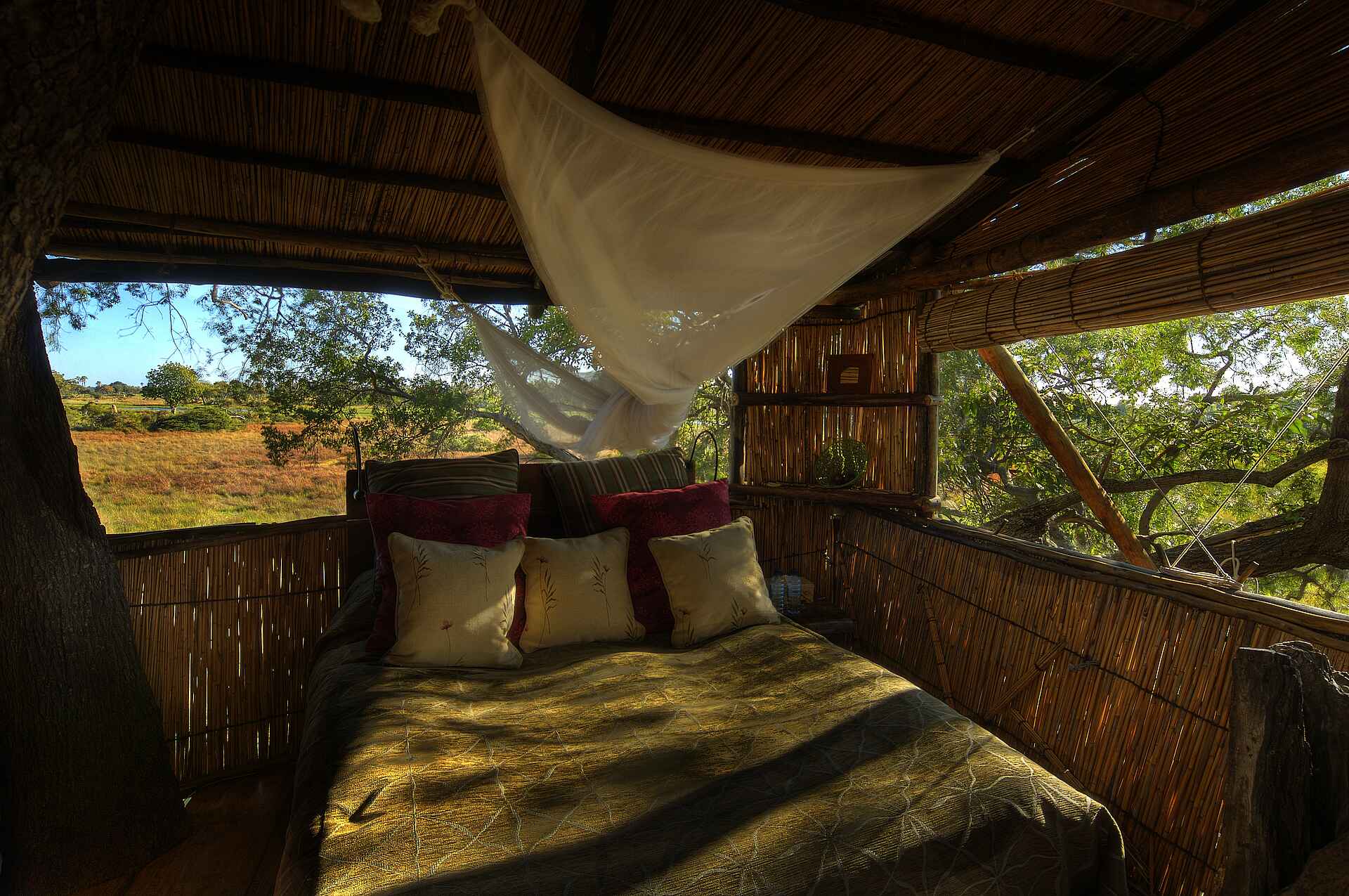 Boro-River, Delta Camp, Moremi Game Reserve, NG 27B, Okavango-Delta, Öko-Lodge, Kissen, Tree House