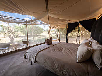 Chula Island Flycamp: Doppelbett mit Blick Chula Island Flycamp: Doppelbett mit Blick
