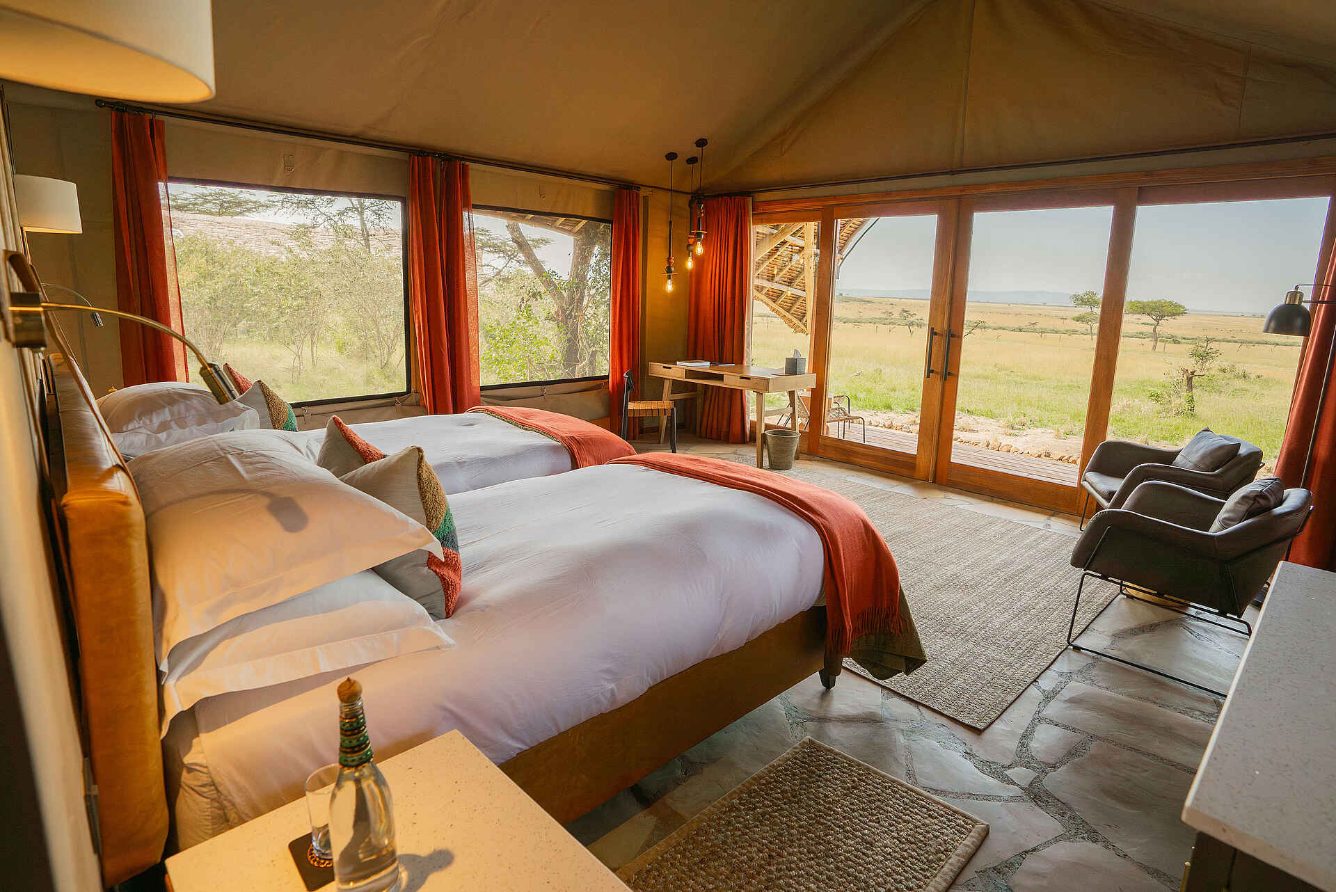 Naboisho Camp: Guest Tent Twin Betten