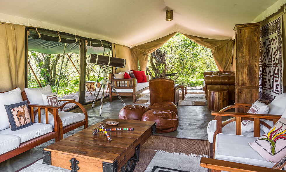 Afrika, Camp, Kenia, Lemek Conservancy, losokwan, Losokwan Camp, Luxuscamp, Masai Mara, Massai Mara, safari, Safari Camp, Gemeinschaftsbereich, Lounge, Afrikarma, Afrikarma Safaris, Afrikarma Safaris - Wildnis. Hautnah., afrikarma.de, Gichohi Mwaniki und Oaitse Thuto