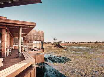 Baines Lodge: Die Restaurant Terrasse Baines Lodge: Die Restaurant Terrasse