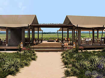 Nkasa Linyanti: Der Eingang zur Lodge Nkasa Linyanti: Der Eingang zur Lodge