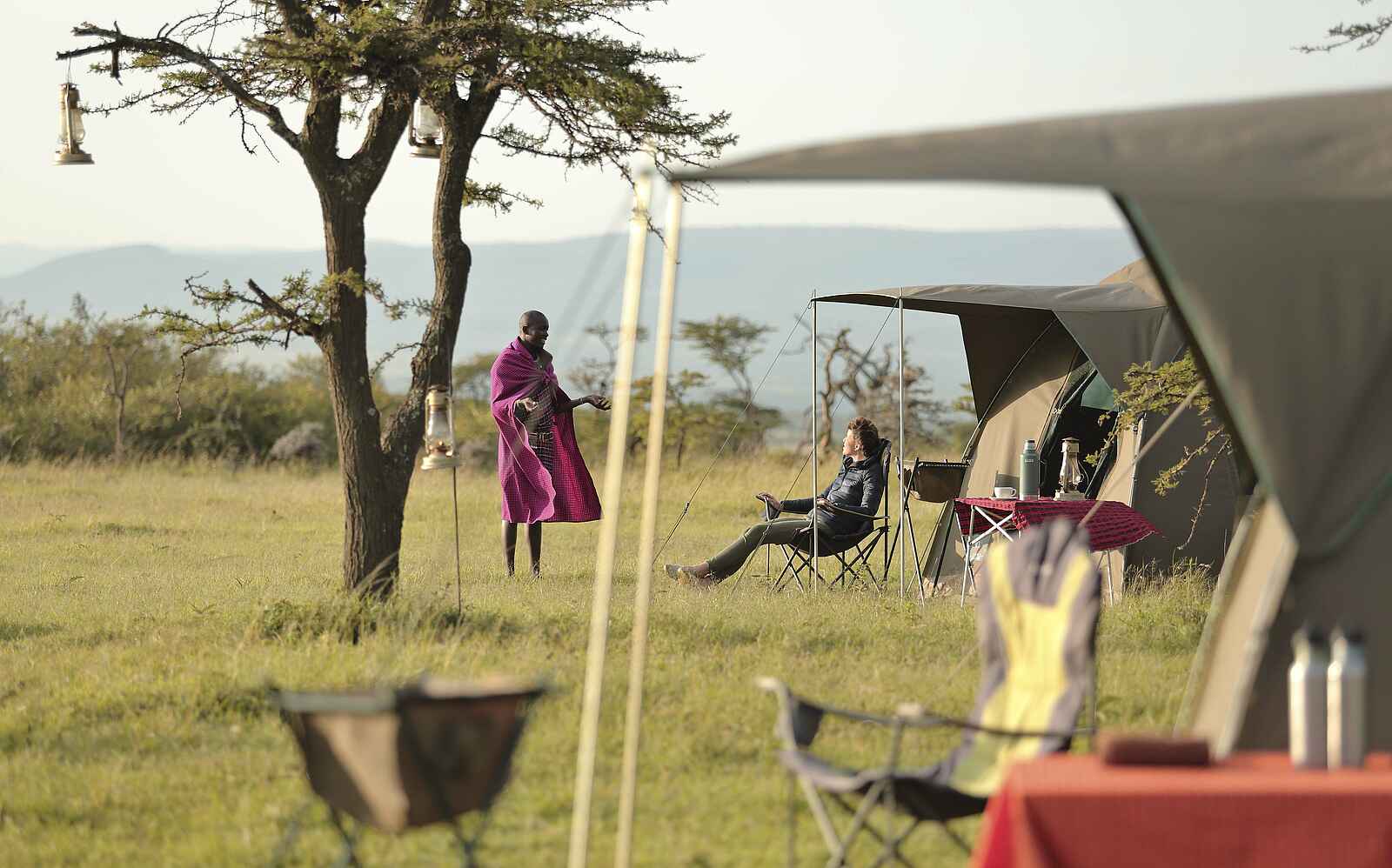 Encounter Mara Camp: Morgensonne beim Flycamping Encounter Mara Camp: Morgensonne beim Flycamping