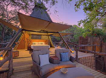 Shawa Luangwa Camp: Luxury Tent Blick hinein
