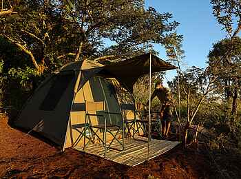Mt Gorongosa Community Camp: Blick auf ein Gästezelt Mt Gorongosa Community Camp: Blick auf ein Gästezelt