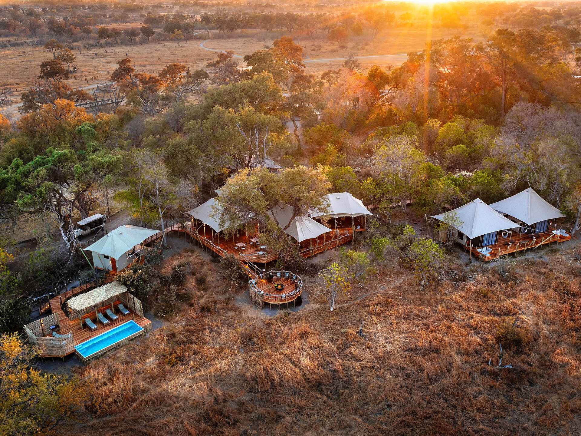 Khwai Lediba: das Camp aus der Vogelperspektive