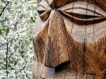 Vingerklip Lodge: Holzschnitzerei im Garten der Lodge