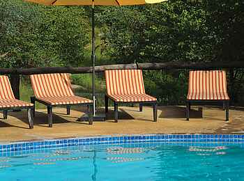 etosha Safari Camp: Liegestühle am Pool