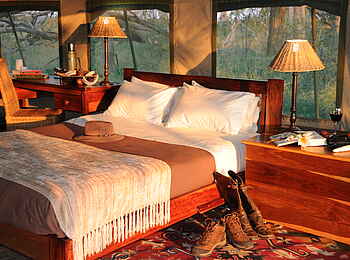 Macatoo Camp: Doppelbett im Gästezelt