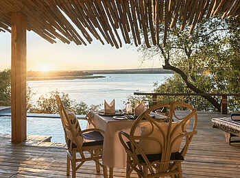 Tongabezi Lodge: Die Veranda des Nut House