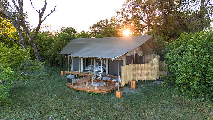 Monachira Camp: Blick auf ein Gästezelt Monachira Camp: Blick auf ein Gästezelt