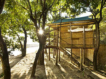 Island Bush Camp: Gästechalet auf Plattform Island Bush Camp: Gästechalet auf Plattform