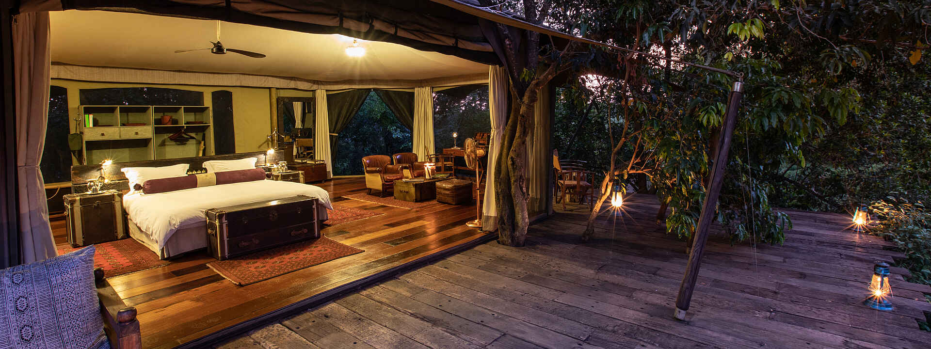 Zeltsuite mit Veranda im Mara Plains Camp