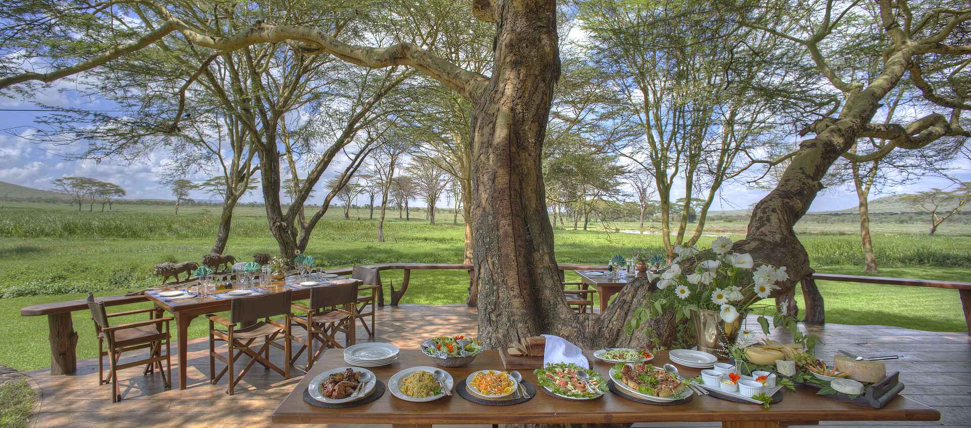 Kenia, lewa wildlife conservancy, sirikoi, buffet, mittagessen, veranda, afrikarma, afrikarma safaris, afrikarma safaris - wildnis. hautnah., afrikarma.de, kenya