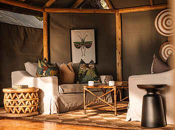 Mokolwane Camp: Couches in der Lounge