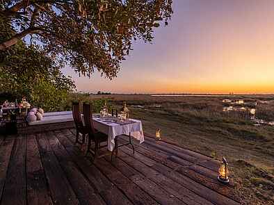 Zarafa Camp: Dinner mit Aussicht auf das Delta