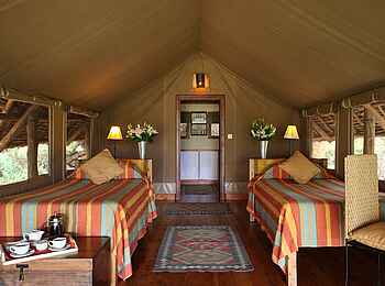 Tortilis Camp: Gästezelt mit Twinbetten Tortilis Camp: Gästezelt mit Twinbetten