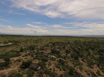 Kasenyi Safari Camp: Luftbild der gesamten Anlage