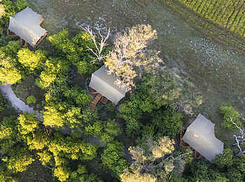 Monachira Camp: Gästezelte aus der Vogelperspektive Monachira Camp: Gästezelte aus der Vogelperspektive