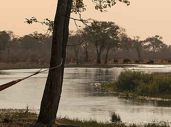 Selinda Explorers Camp: Hängematte am Spillway Selinda Explorers Camp: Hängematte am Spillway