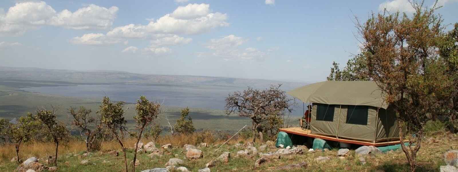 Karenge Bush Camp: Gästezelt mit Blick Karenge Bush Camp: Gästezelt mit Blick