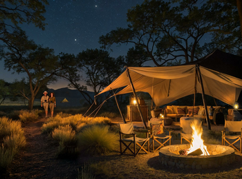 Onguma Trails Camp: Lagerfeuer am Abend
