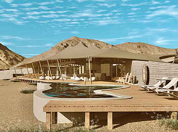 Hoanib Elephant Camp: Der Pool im Zentralbereich Hoanib Elephant Camp: Der Pool im Zentralbereich