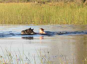 Kujwana Camp: Bad mit Pferd
