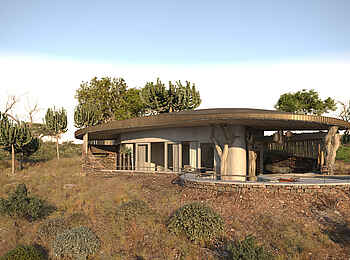 Mashatu Euphorbia Villas: Ansicht einer Villa mit Plunge Pool vorne rechts